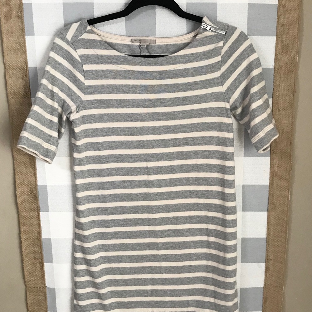 Gap cotton shirt dress w/ grey and white stripes - Picture 2 of 6